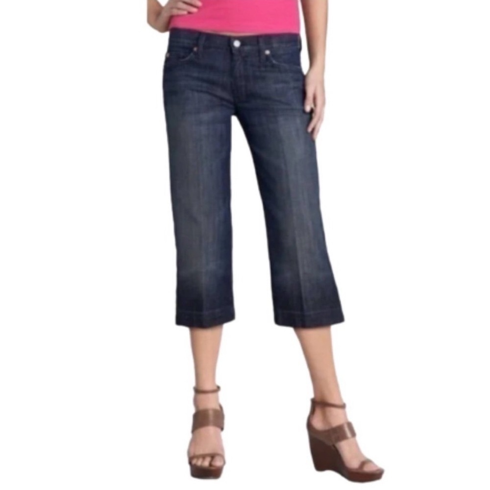 7‎ For All Mankind Women’s Crop Dojo Dark Wash Wide Leg Denim Jeans 30